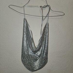 Silver Sequin Crop Top